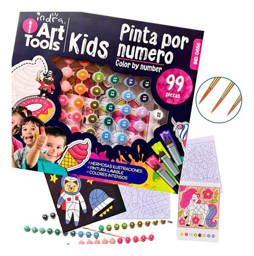 Kit De Pinturas Para Niños Indra Pinta Por Numero 99 Pzs