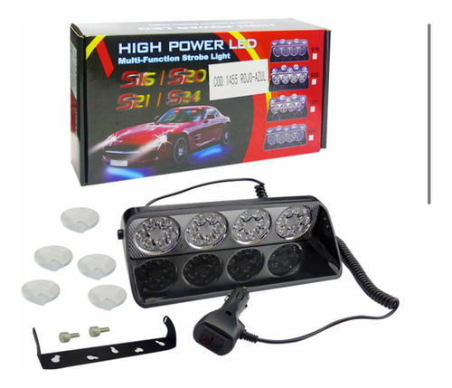 Baliza Led Strobo 24 Led Luz Rojo-azul, 12volt, Con Ventosa