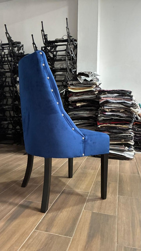 Silla Para Comedor Modelo Sofia Lisa Nogal Natural Chcolate Azul