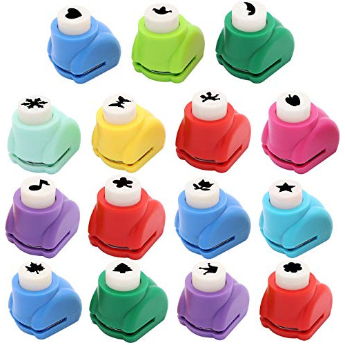 15pcs Mini Paper Craft Punches, Colorful Crafts Hole Pu...