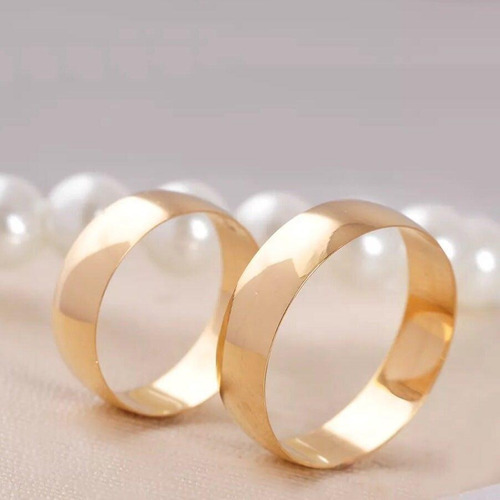 Par Alianças Abaulada 6mm Com 7,5gr Ouro 18k Com Brilhante