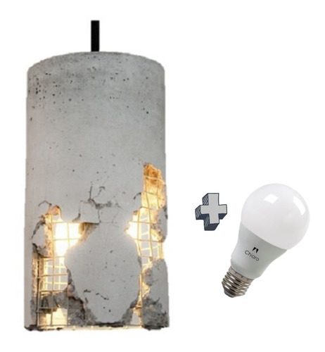 Lampara Led + Colgante Cemento Hormig.rustica Vintage Chiaro