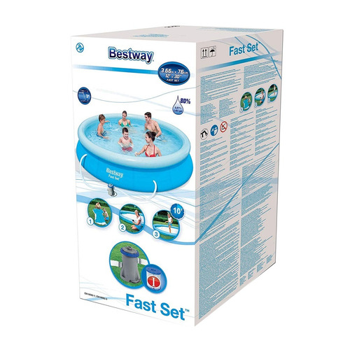 Pileta Inflable Fast Set Bestway 5.377lt 366x76cm Ctas
