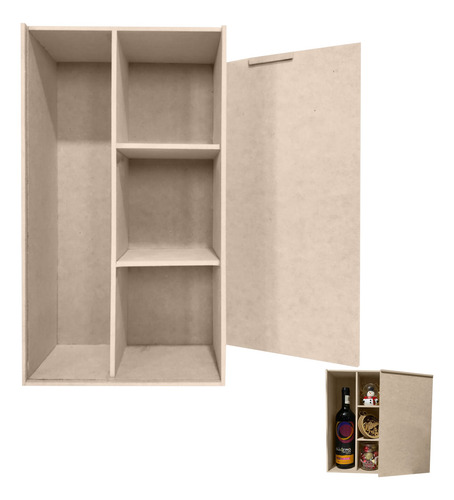 Caja Para Vino De Madera Mdf Con Tapa Portavino++