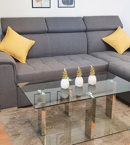 Mesa Ratona Vidrio Templado Base Acero Inoxidable Outlet