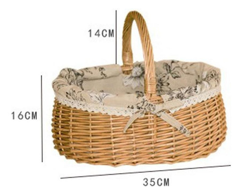Cesta De Armazenamento De Piquenique De Vime Tecido De Palha
