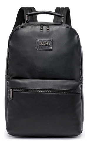 Mochila Cavalera Masculina Notebook Reforçada Moderna Preta Cor Preto Desenho do tecido Lisa