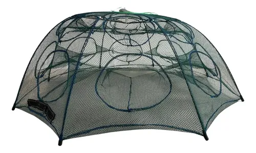 Trampa Mojarrera Mojarras 16 Bocas Plegable Red Pesca Color Verde