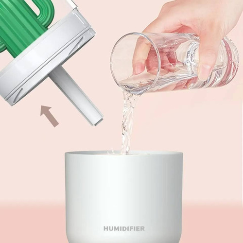 Humidificador Aromatizador Cactus Usb Difusor Luz Led 300ml