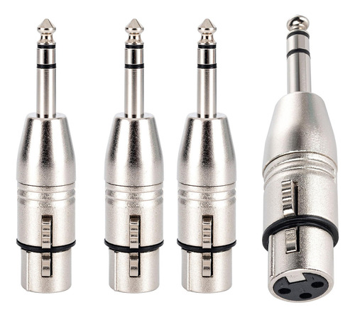 Lansensu Paquete De 4 Adaptadores Xlr Hembra A Trs De 1/4 Pu