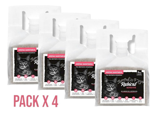 Imagen 1 de 7 de Piedritas Para Gatos Aglomerantes Rubicat Sensitive X4 20kg!