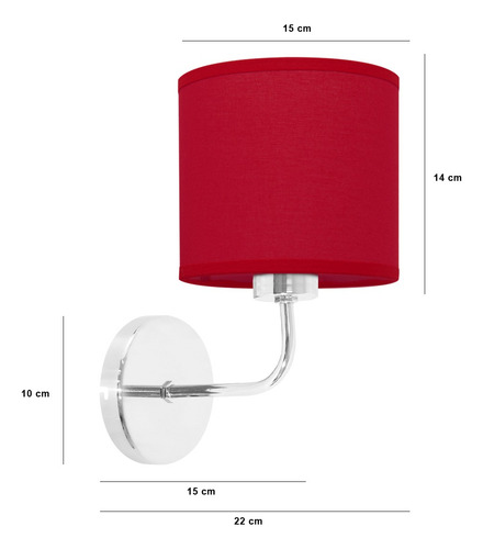 Aplique Velador Diseño Pared Lampara Led Pantalla Colores Estructura Cromo/Rojo