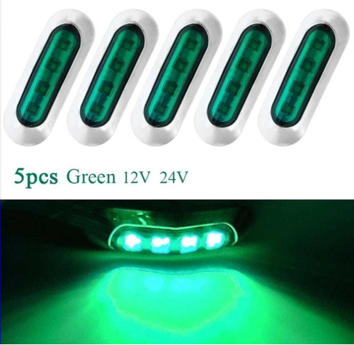 Pack X5 Luces Led De Posición Verde 12v 24v Para Camiones 