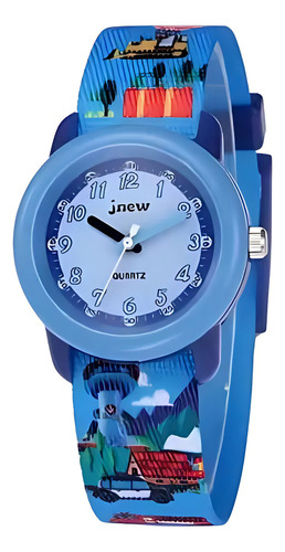 Relógio De Pulso Jnew Premium Com Corria De Resina Cor Azul