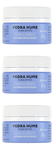 Pedra Hume Farmax Pura Em Po 20g-kit C/3un