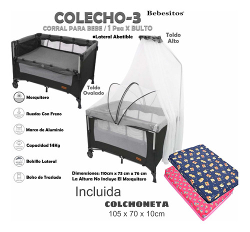 Corral Colecho Bebesitos Con Colchon