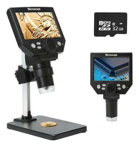 Microscopio Digital Lcd 4.3 1000x 12mp Cámara Enfoque 1080p
