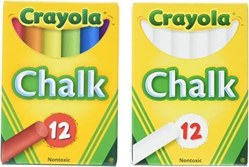 Crayola De Tiza Blanca + Cajas De Colores, 12 Crayols Por Ca