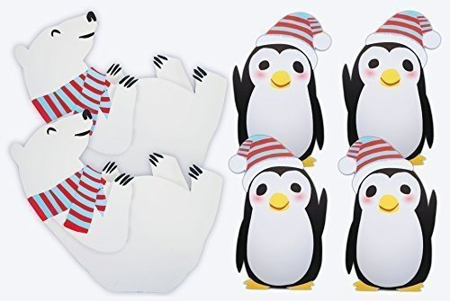 2 Oso Polar + 4 Pingüinos Standees Decoración De Fiesta De
