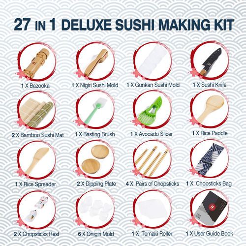 Kit De Fabricación De Sushi 27 En 1 Para Principiantes