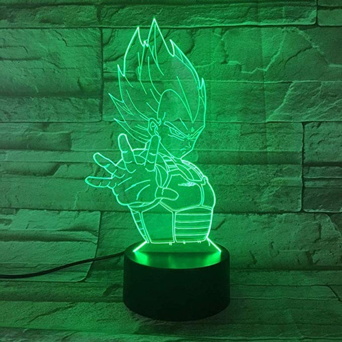 Lampara 3 D Led Vegeta 10 Dragon Ball Rgb 7 Colores