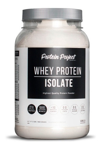 Whey Protein Isolate 2 Lb 907 Gr Protein Project Proteína Aislada 0% Azúcar 0% Lactosa