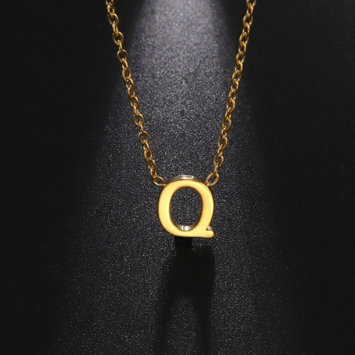 Imagen 5 de 7 de Collar Con Dije Acero De Color Oro Iniciales Nombres Mujer