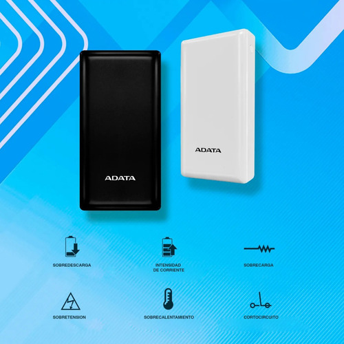 Power Bank 20,000 Mah Adata C20 Batería Portátil Tc  Blanco