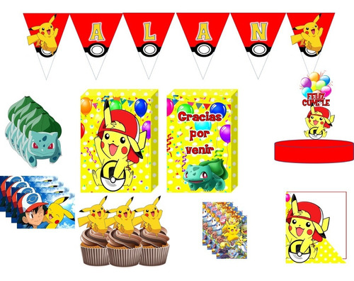 Kit Cumpleaños Pikachu/fiesta Infantil/decoracion- Kotillonk