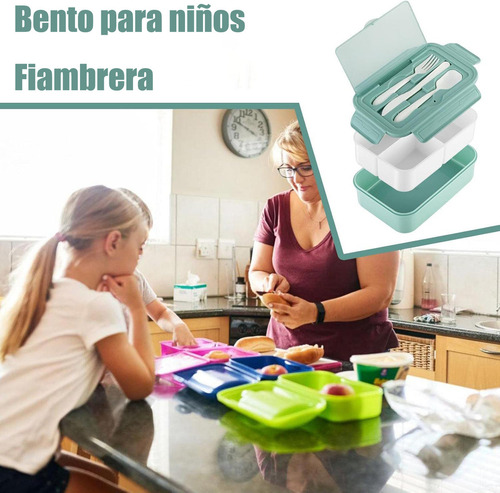 Fiambrera Para Microondas Bento Box Contenedor De 1400 Ml
