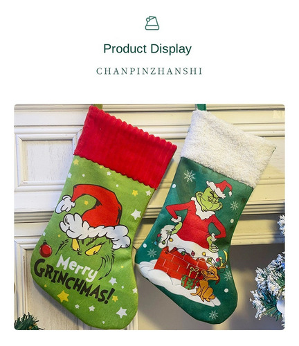 A Juego De Bolsas Regalo Con Calcetín Navideño Grinch 4 Pcs