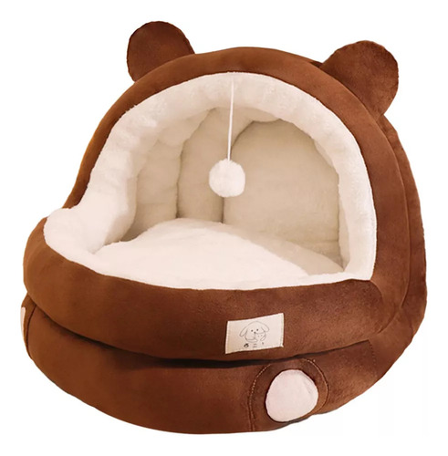 Cama Semicerrada Para Gatos, Cama Para Dormir, Marrón