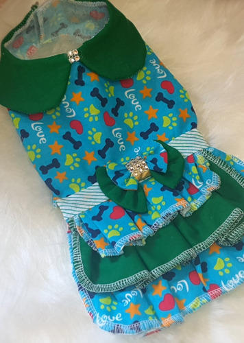 Roupa Pet - Vestido Frente Única Tam 2- Roupinha Cachorro