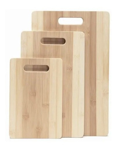 Tablas De Picar Alimentos Madera Bambu Set X 3 Tamaños