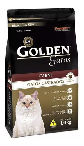 20 Kg Ração Golden Gatos Adultos Castrados Sab Carne 10,1kg