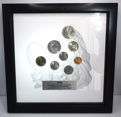 Cuadro Banxico Cuño Corriente Monedas Unc 1984 Certificado
