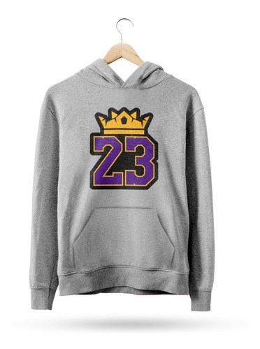  Buzo Canguro Nba Los Angeles Lakers Logo James 23 Gris