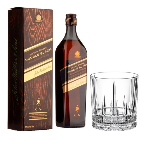 Whisky Johnnie Walker Double Black Vaso Cristal Alemán 270ml