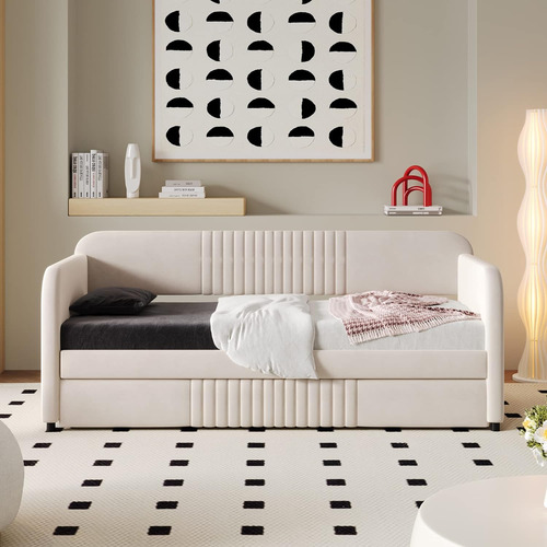 Merax Sofá Cama Doble Tapizado Con Cama Nido Y Listones De M