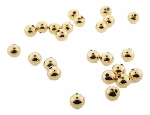 Cuentas Bola Lisa 8mm En Chapa De Oro 14k Bisuteria 50 Pzs