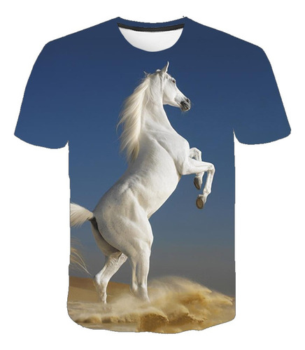 Playera Con Estampado De Caballos Para Hombre A La Moda