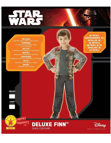 Disfraz Niño Star Wars Finn Deluxe Rubie 11-12 Años