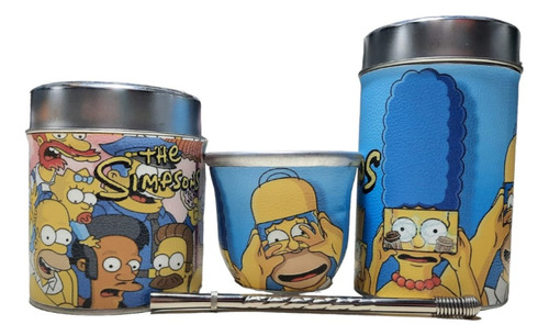 Set Matero The Simpsons Con  Bombilla Yerbero Y Azucarero 