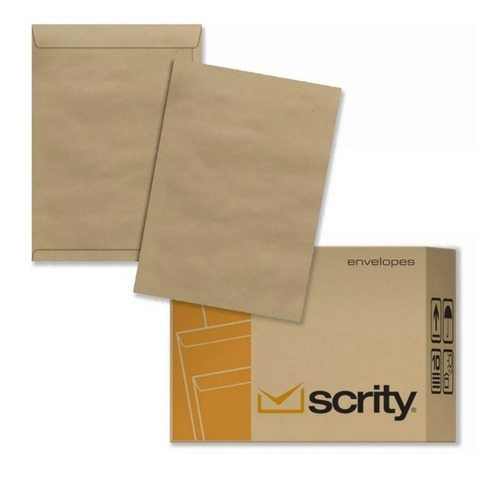 Sobre Kraft Scrity A4 22,9 x 32,4 con diseño lisa  kraft  para papel tamaño A4 x 250 unidades