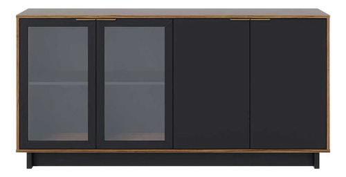 Buffet Aparador Decorativo 160cm Gunga G73 - Gran Belo Cor NOCE/PRETO