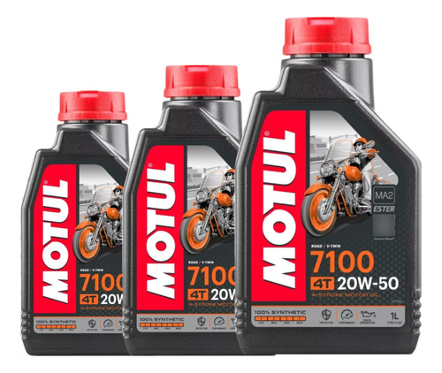 Pack Aceite Moto 4t Motul 7100 20w50 1l Sintético 3l