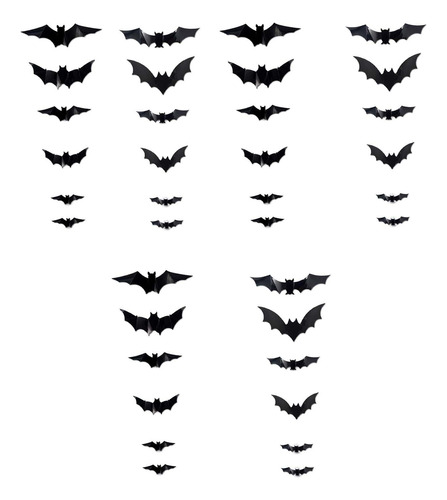 3d Halloween Murciélagos Decoración De Pared Led 36 Piezas