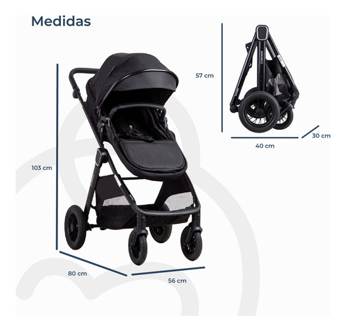 Coche Cuna Travel System Isofix Sunset Premium Negro Bebesit