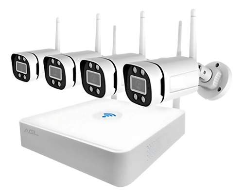 Kit Nvr Agl Sem Fio Wifi Full Hd 2mp Com 4 Câmeras Ip Bullet