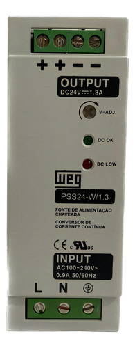 Fonte De Alimentação Chaveada Weg 24v 1,3a 30w - Pss24-w/1,3 (Usado)